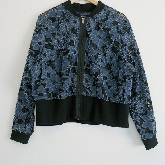 Lane Bryant Jackets & Blazers - Lane Bryant denim & lace cropped cut out jacket